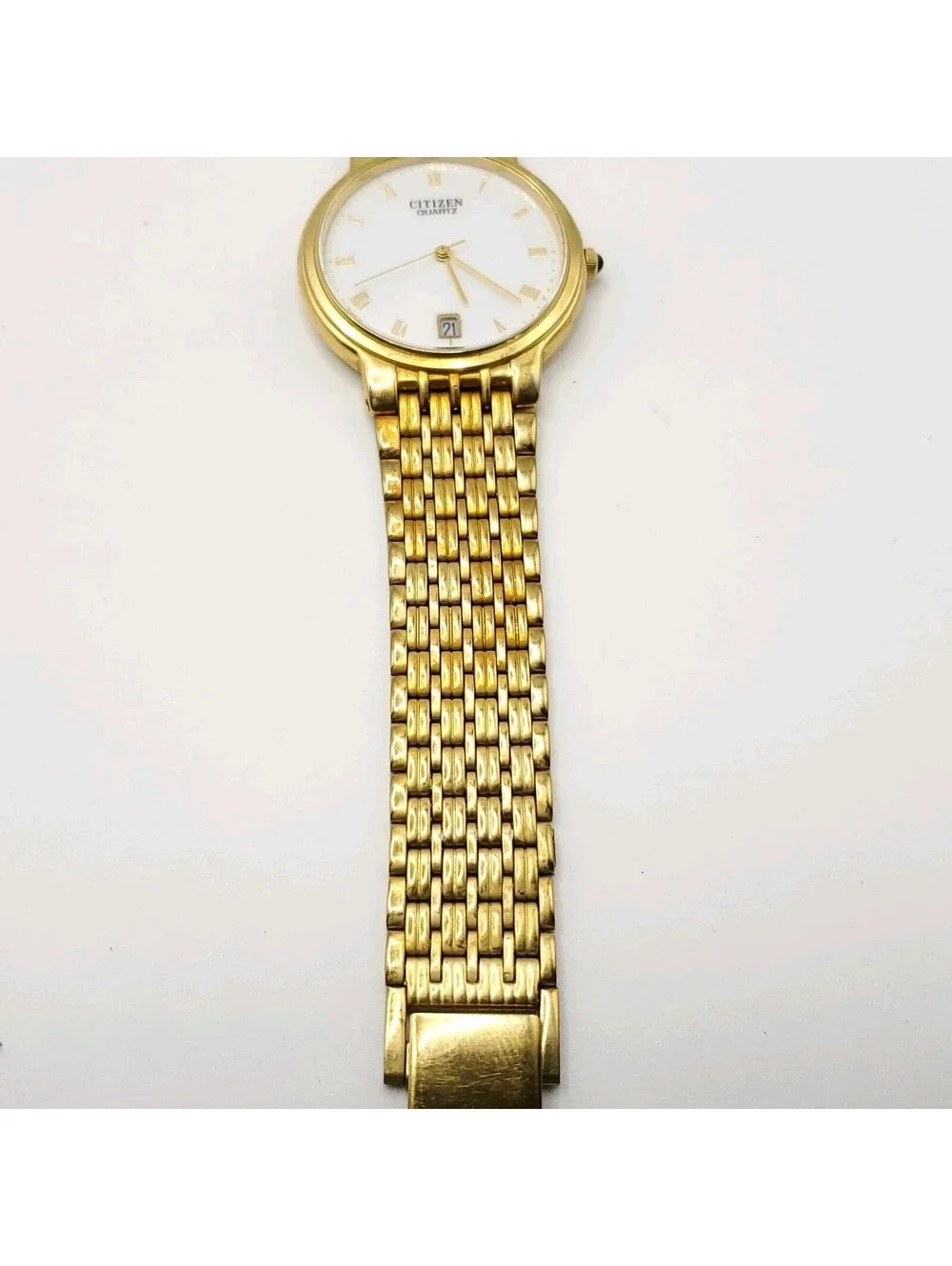 Citizen Quartz Womens Date Dial Watch 32mm For Parts Or Repair Gold Tone